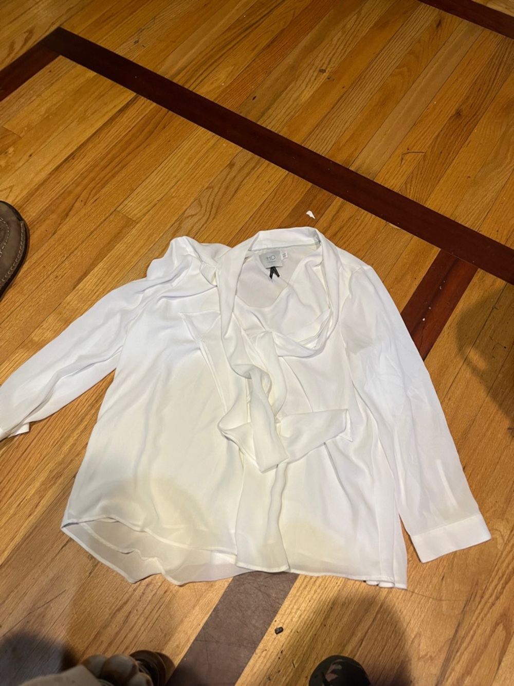 Chiffon Tie-Neck White Blouse for Women